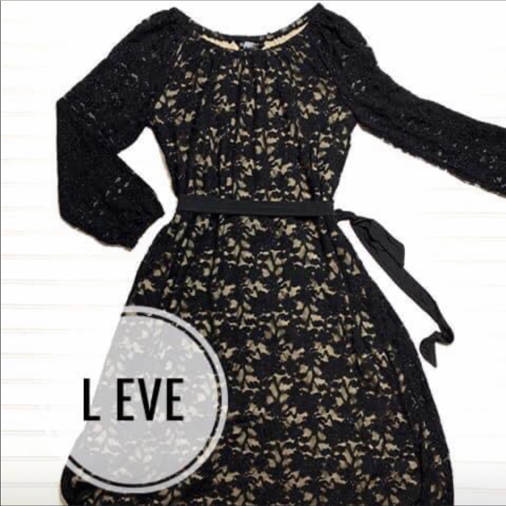 Lularoe Elegant Eve Dress - black lace -Large